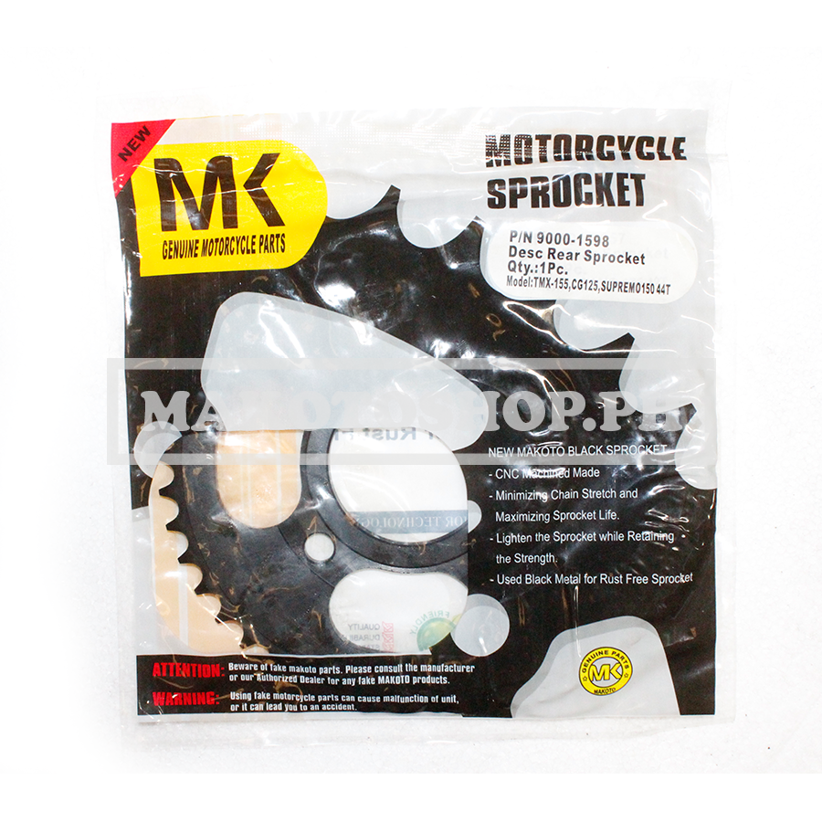 SPROCKET, REAR (44T) (MK) (TMX-155, CG125, SUPREMO 150)