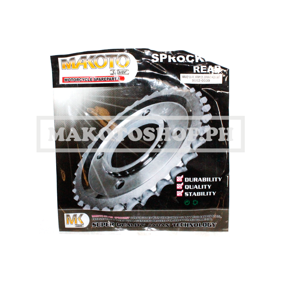 SPROCKET, REAR (38T/428) w/canal (MK-S) (WAVE100-R, XRM125, BRAVO)